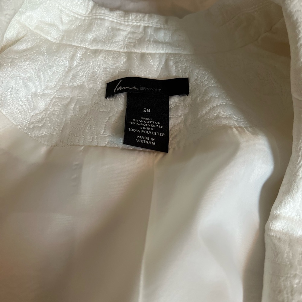 Lame Bryant 26W jacquard print ivory blazer